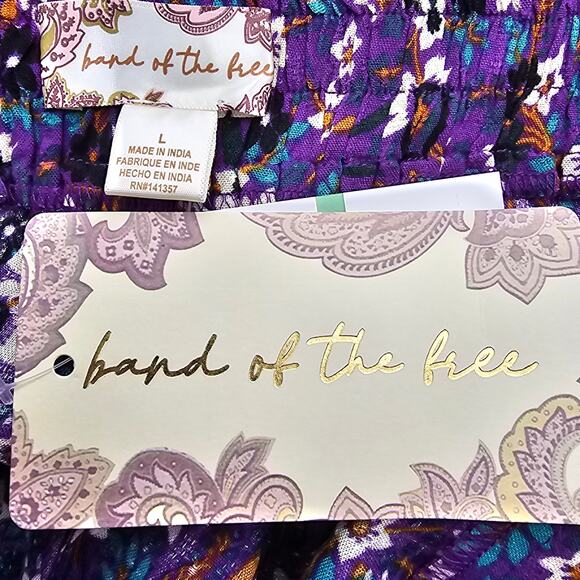 Band Of The Free Womans size L Linaelle Purple Ditzy Floral Wrap Midi Skirt NEW - Picture 6 of 8